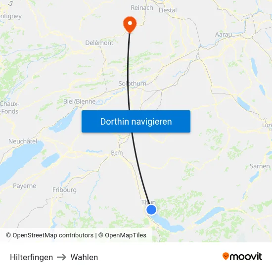 Hilterfingen to Wahlen map