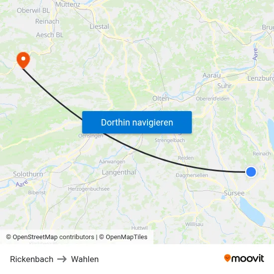 Rickenbach to Wahlen map