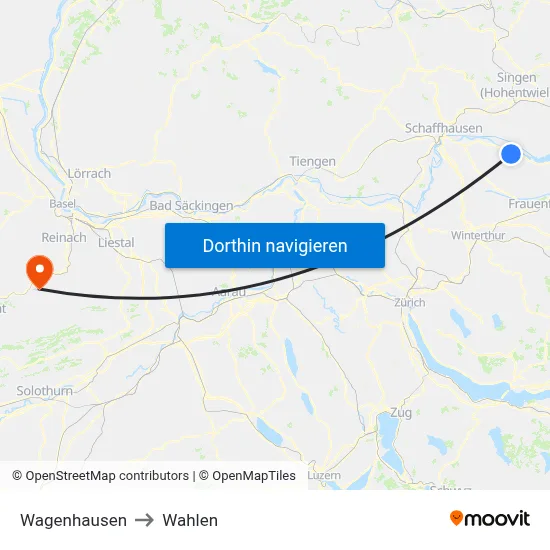 Wagenhausen to Wahlen map