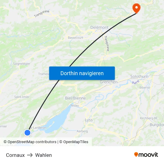 Cornaux to Wahlen map