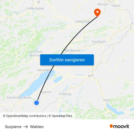 Surpierre to Wahlen map