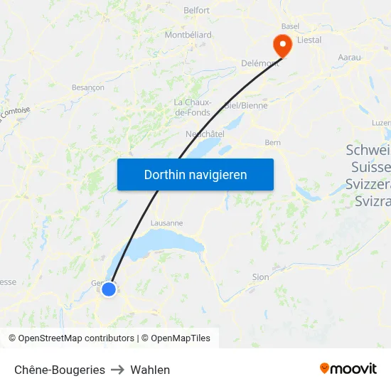 Chêne-Bougeries to Wahlen map