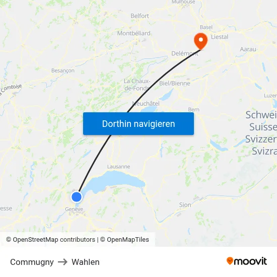 Commugny to Wahlen map