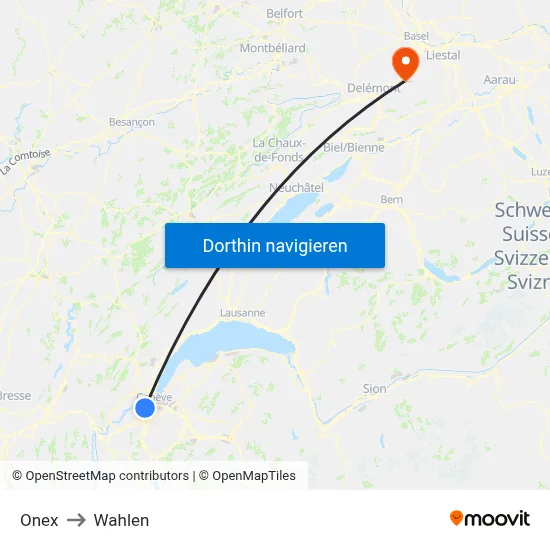 Onex to Wahlen map