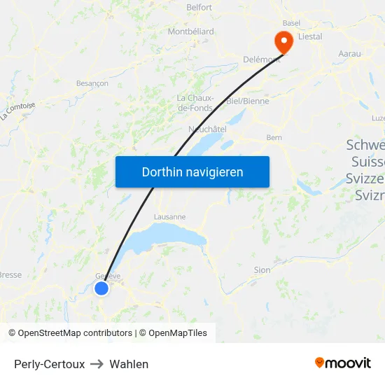 Perly-Certoux to Wahlen map