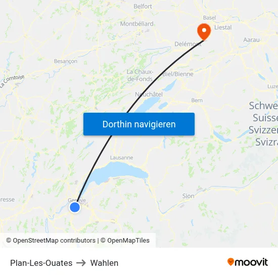 Plan-Les-Ouates to Wahlen map