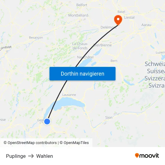 Puplinge to Wahlen map