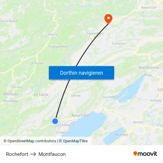Rochefort to Montfaucon map