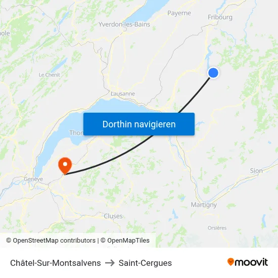 Châtel-Sur-Montsalvens to Saint-Cergues map