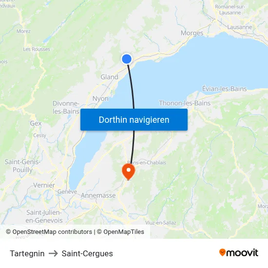 Tartegnin to Saint-Cergues map