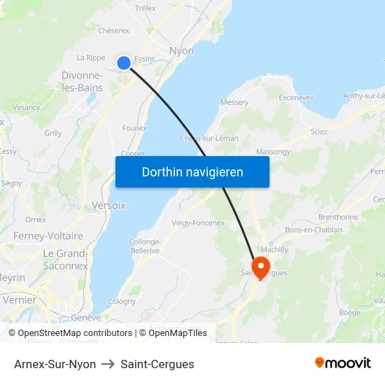 Arnex-Sur-Nyon to Saint-Cergues map