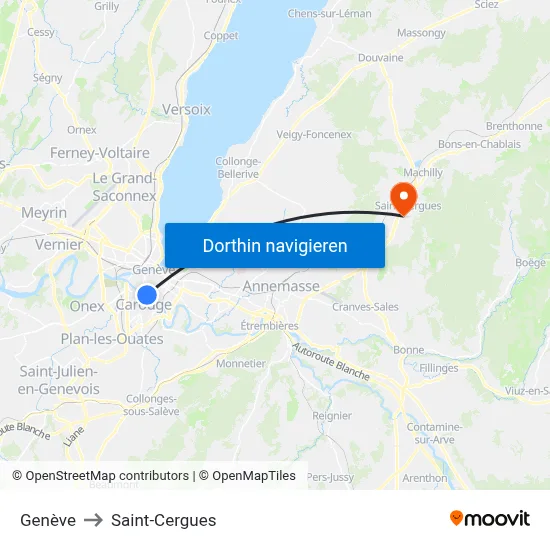 Genève to Saint-Cergues map