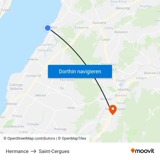 Hermance to Saint-Cergues map