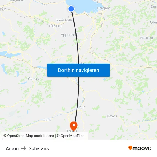 Arbon to Scharans map