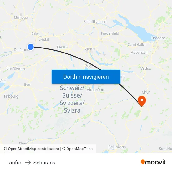 Laufen to Scharans map