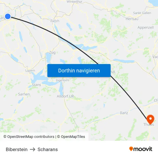 Biberstein to Scharans map