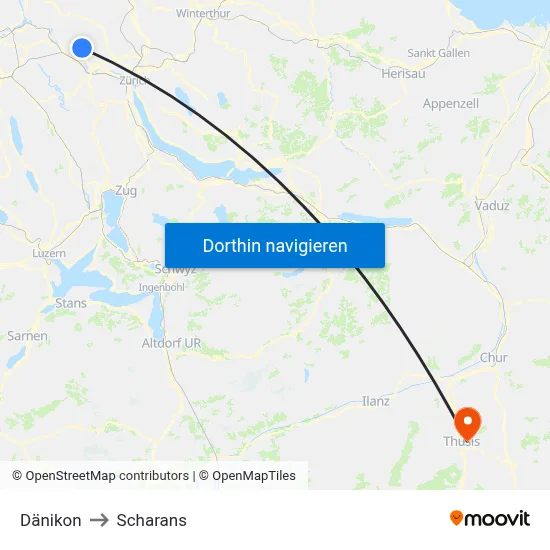 Dänikon to Scharans map