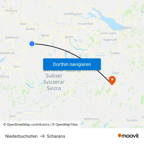 Niederbuchsiten to Scharans map