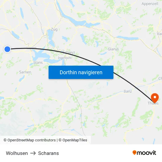 Wolhusen to Scharans map