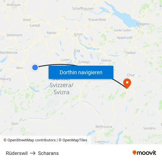 Rüderswil to Scharans map