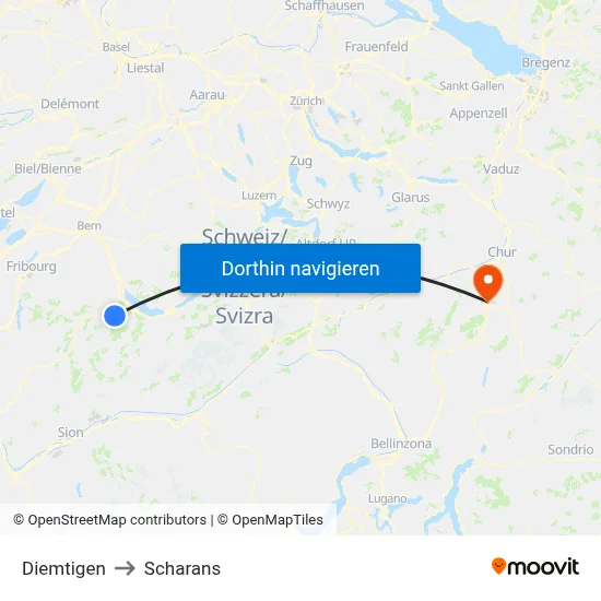 Diemtigen to Scharans map