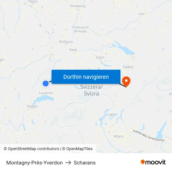 Montagny-Près-Yverdon to Scharans map
