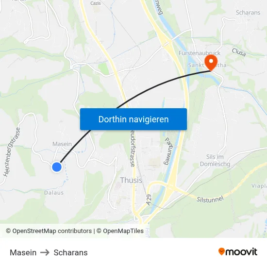 Masein to Scharans map