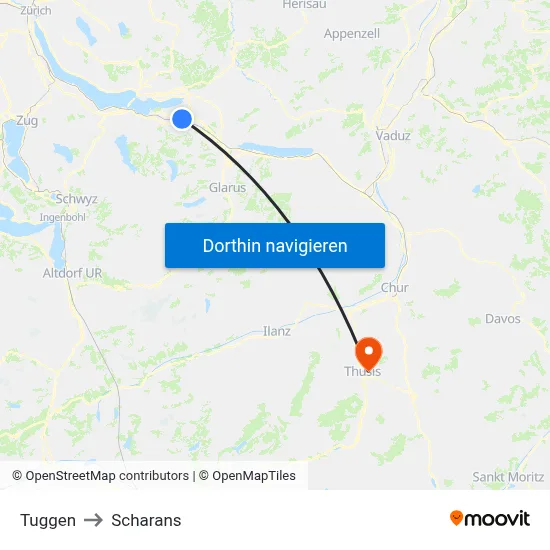 Tuggen to Scharans map