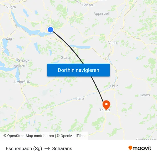 Eschenbach (Sg) to Scharans map