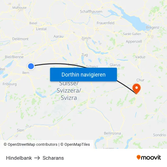 Hindelbank to Scharans map