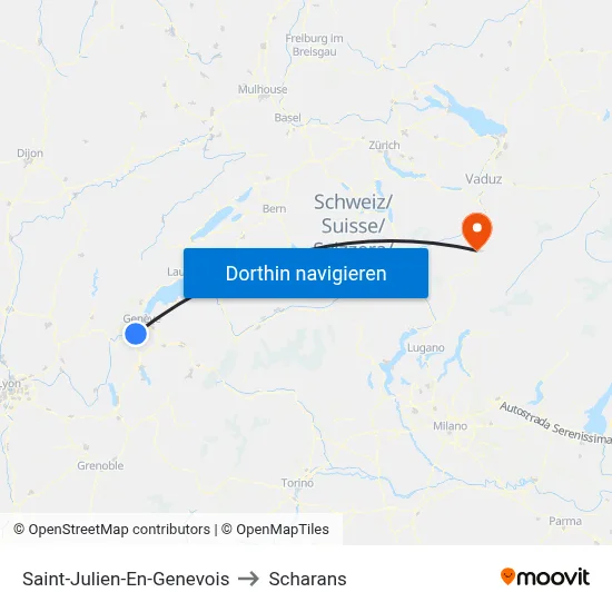 Saint-Julien-En-Genevois to Scharans map