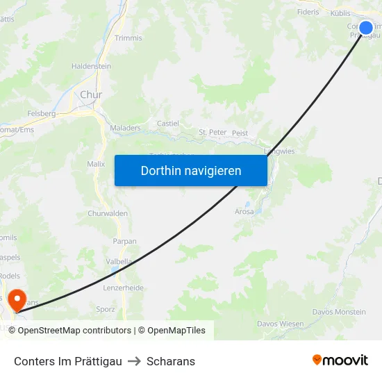 Conters Im Prättigau to Scharans map