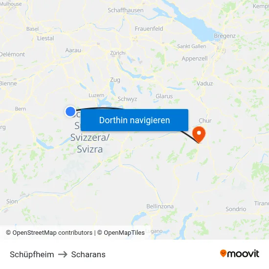 Schüpfheim to Scharans map