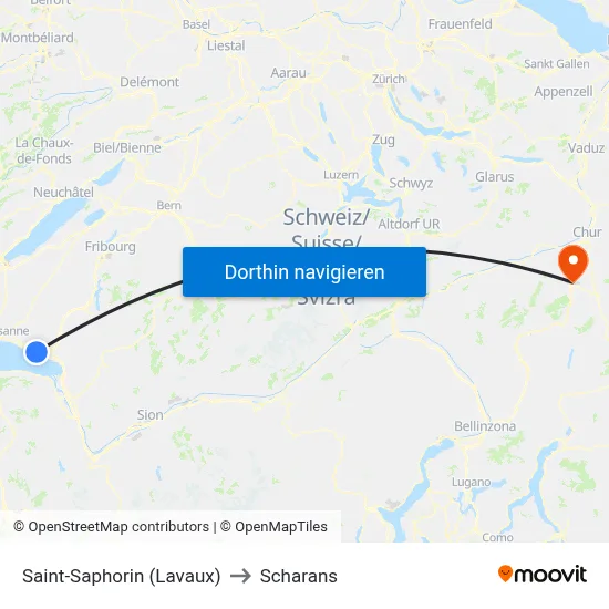Saint-Saphorin (Lavaux) to Scharans map
