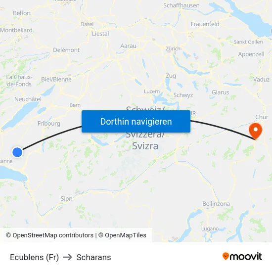Ecublens (Fr) to Scharans map