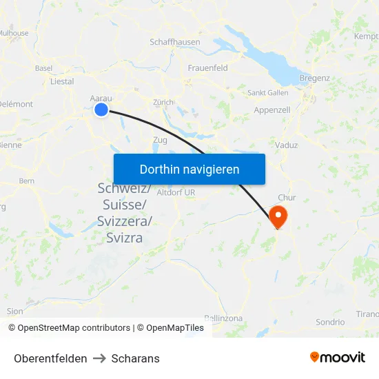 Oberentfelden to Scharans map