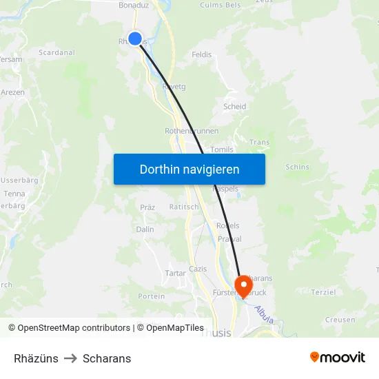 Rhäzüns to Scharans map
