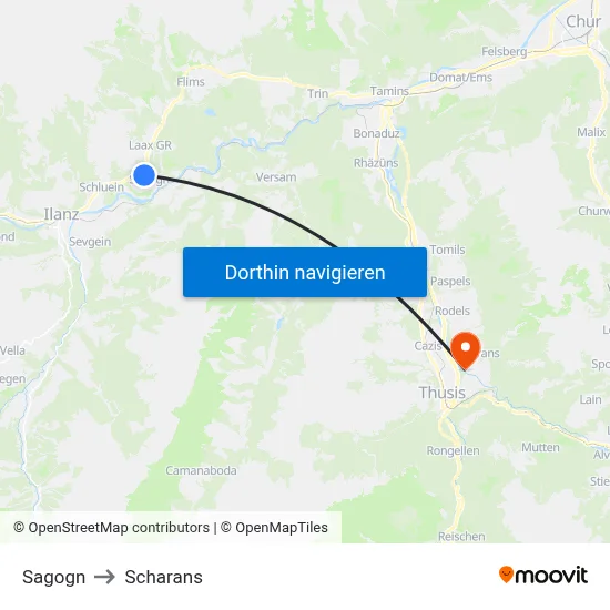 Sagogn to Scharans map