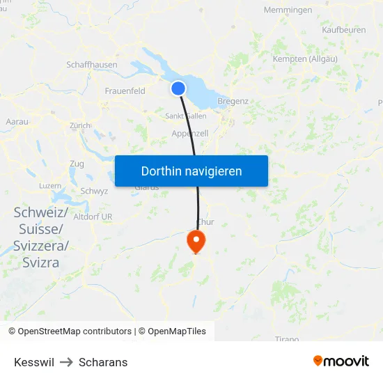 Kesswil to Scharans map