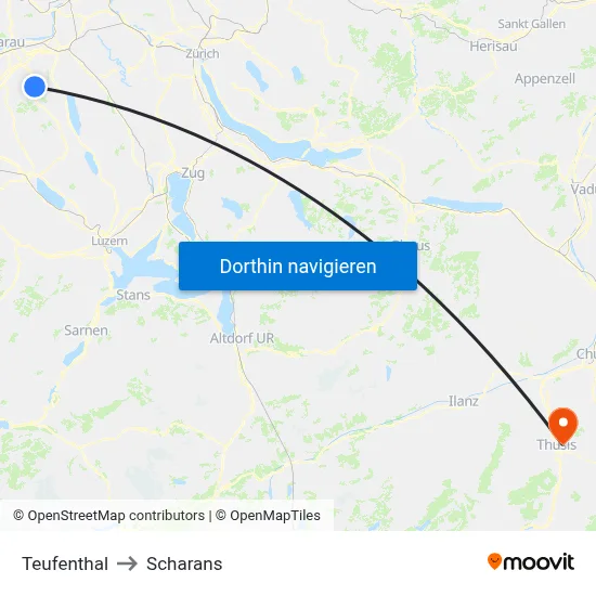 Teufenthal to Scharans map