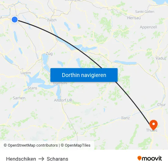 Hendschiken to Scharans map