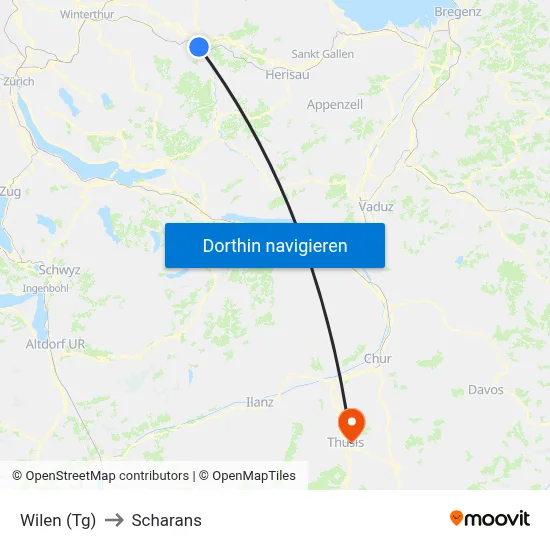Wilen (Tg) to Scharans map