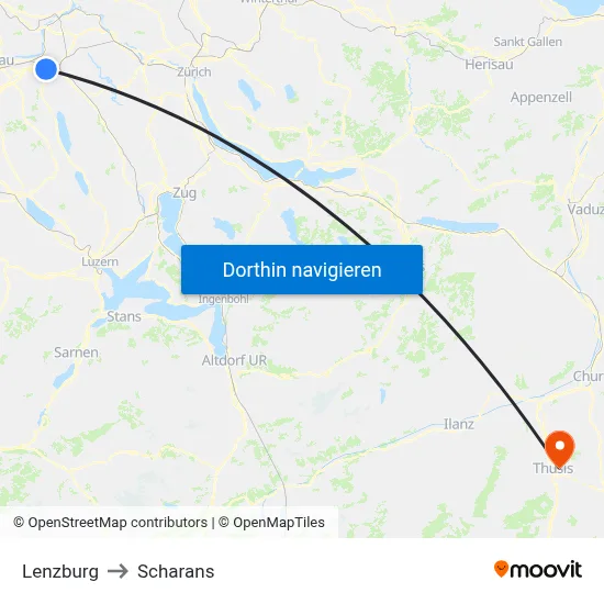 Lenzburg to Scharans map