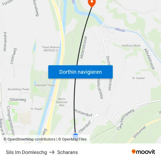 Sils Im Domleschg to Scharans map