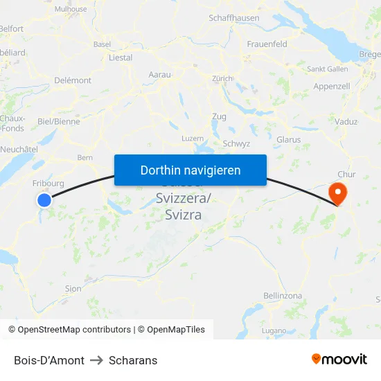 Bois-D’Amont to Scharans map