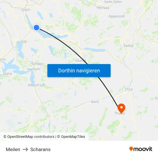Meilen to Scharans map