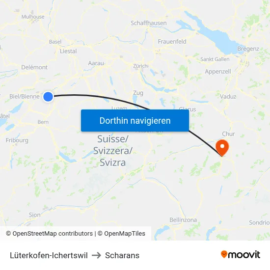 Lüterkofen-Ichertswil to Scharans map