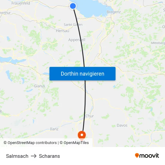 Salmsach to Scharans map