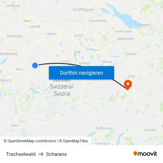 Trachselwald to Scharans map