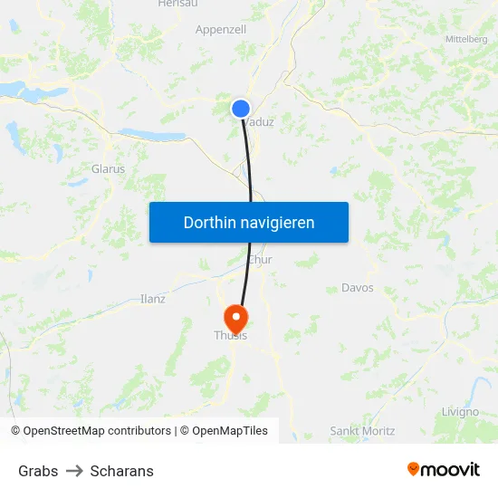 Grabs to Scharans map